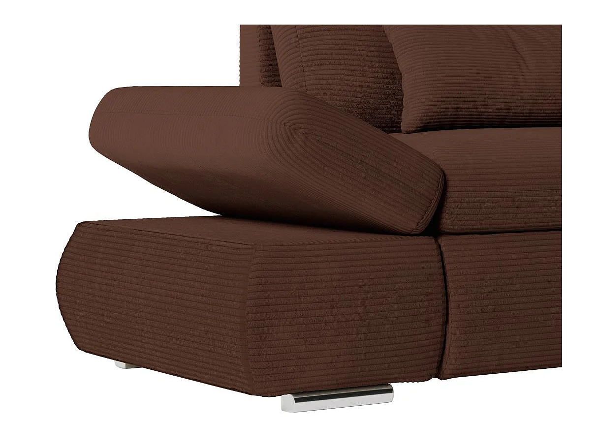 Canapé d'angle convertible 4 places avec coffre en velours marron