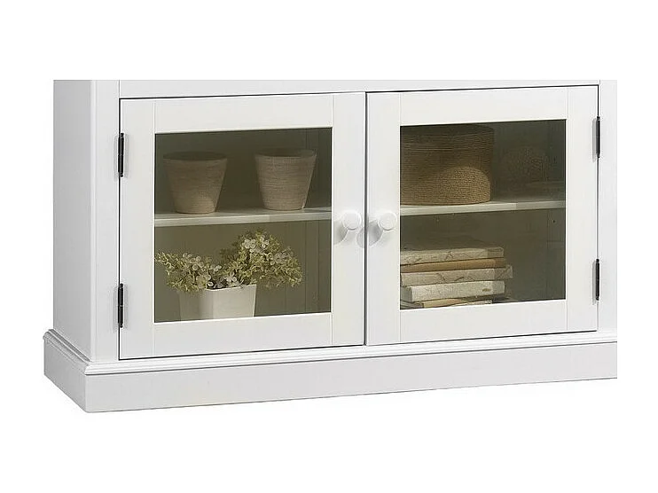 Bibliothèque Vitrine Blanche 9 Portes Vitrées Style Anglais L 163 H 170 P 37 cm