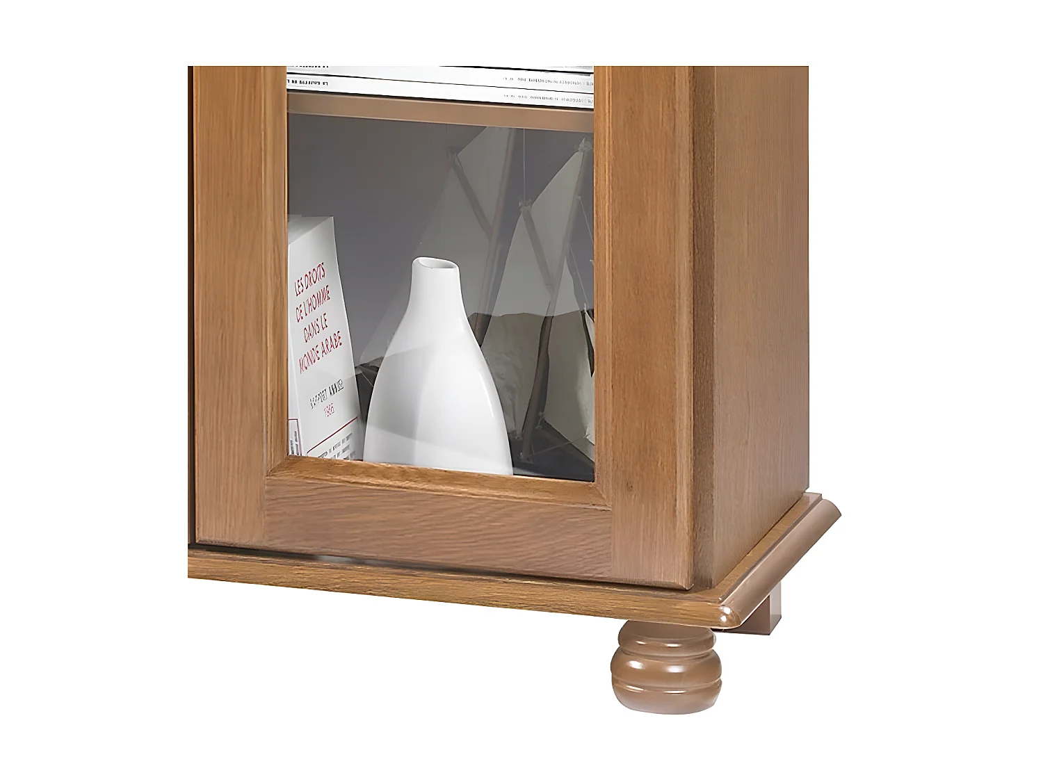 Vitrine Bibliothèque Chêne 4 Portes Vitrées 18 Niches L 158.8 H 182.2 P 33 cm