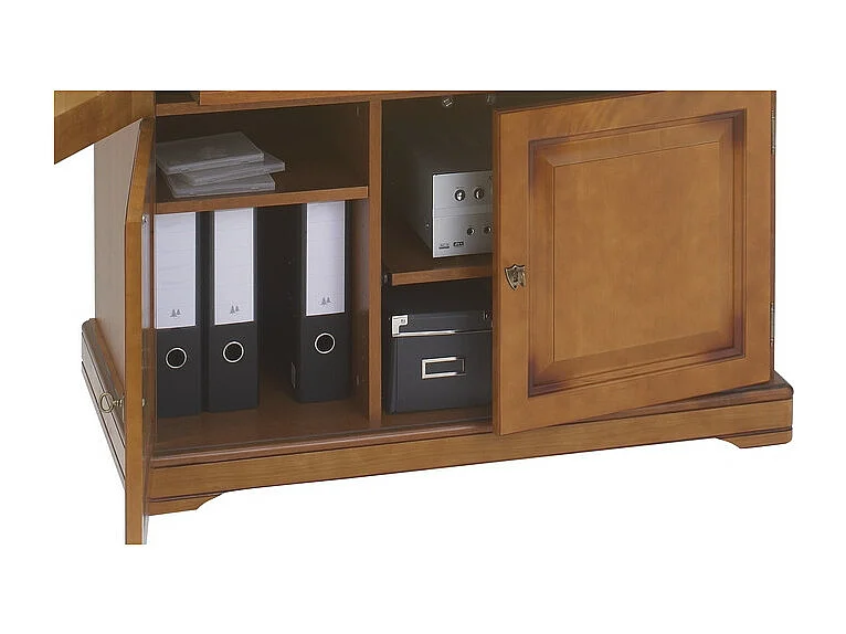 Armoire Informatique Merisier 4 Portes 7 Niches L 97 H 141 P 54 cm
