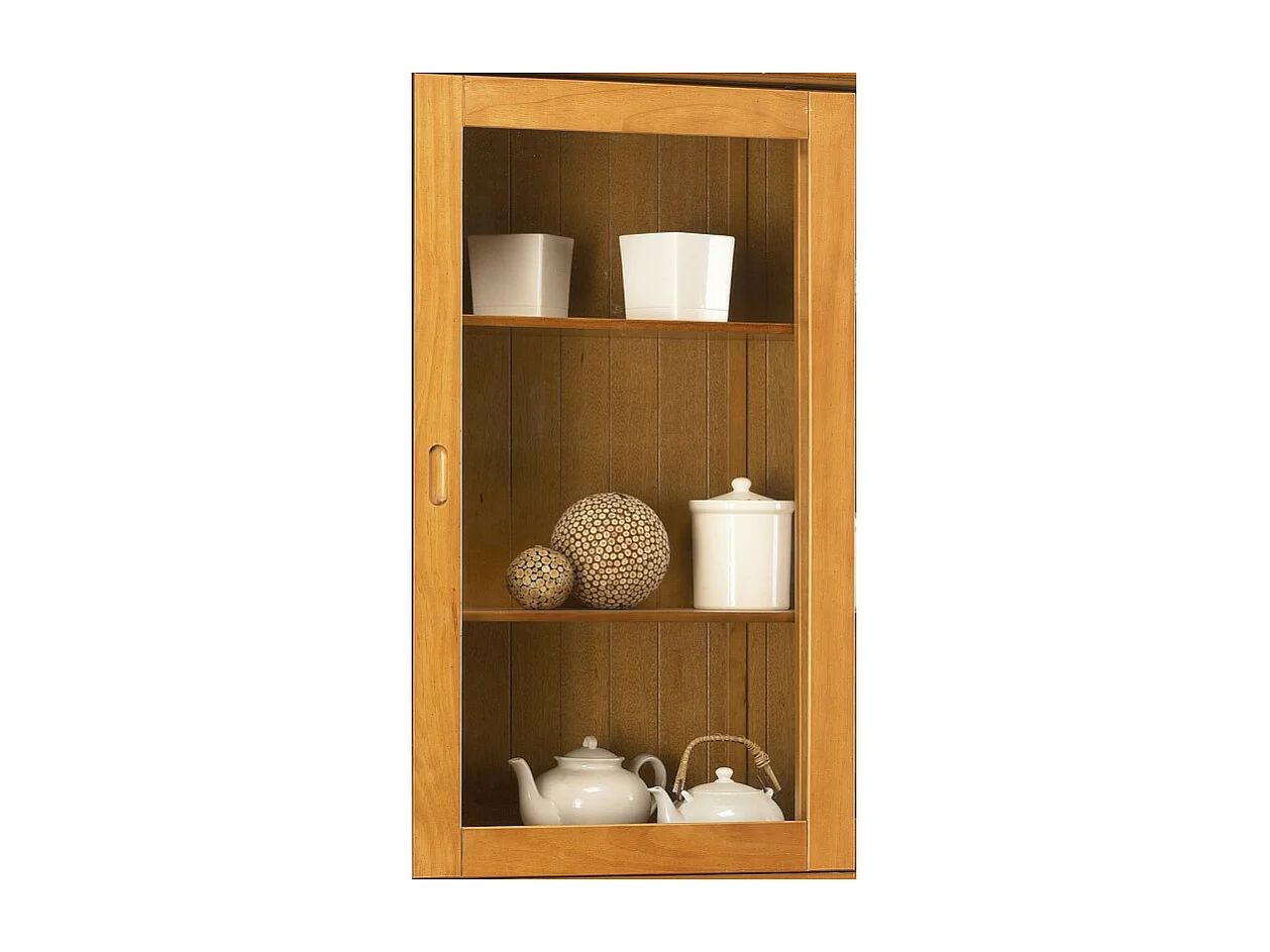 Vaisselier Pin Miel 4 Portes Coulissantes 2 Tiroirs L 121 H 198.8 P 42.3 cm