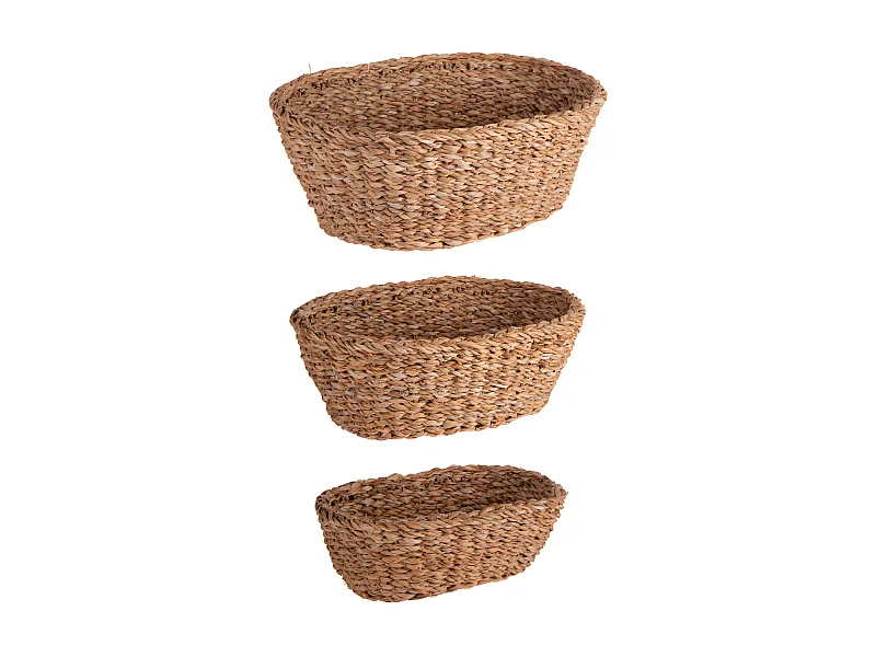 Set de 3 paniers ovales en jonc de mer