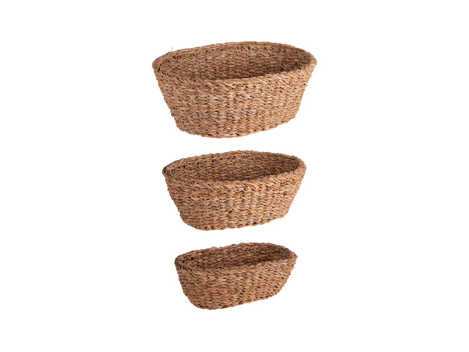 Set de 3 paniers ovales en jonc de mer