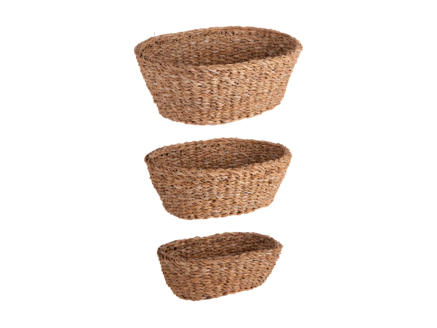 Set de 3 paniers ovales en jonc de mer