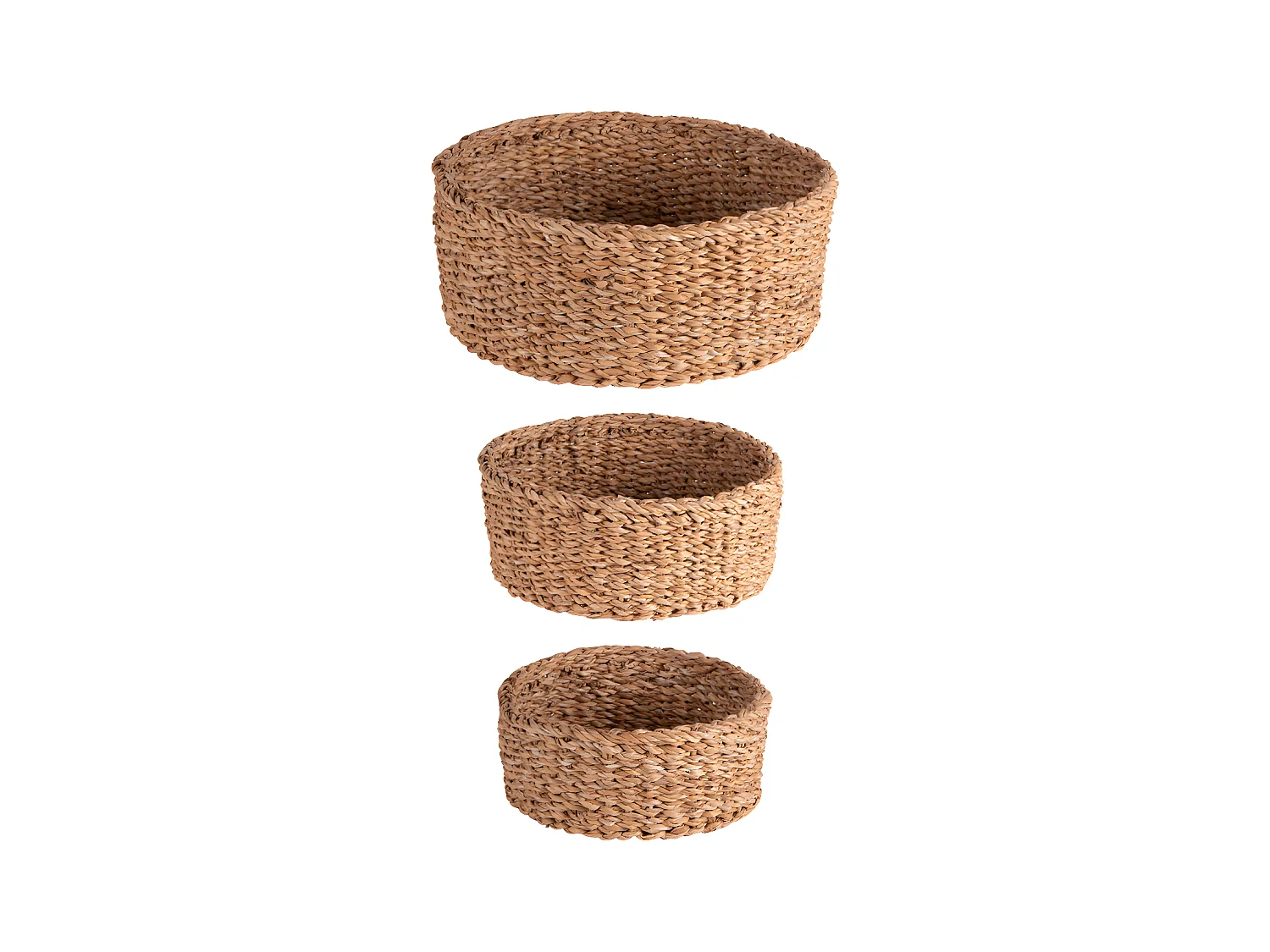 Set de 3 paniers ronds en jonc de mer