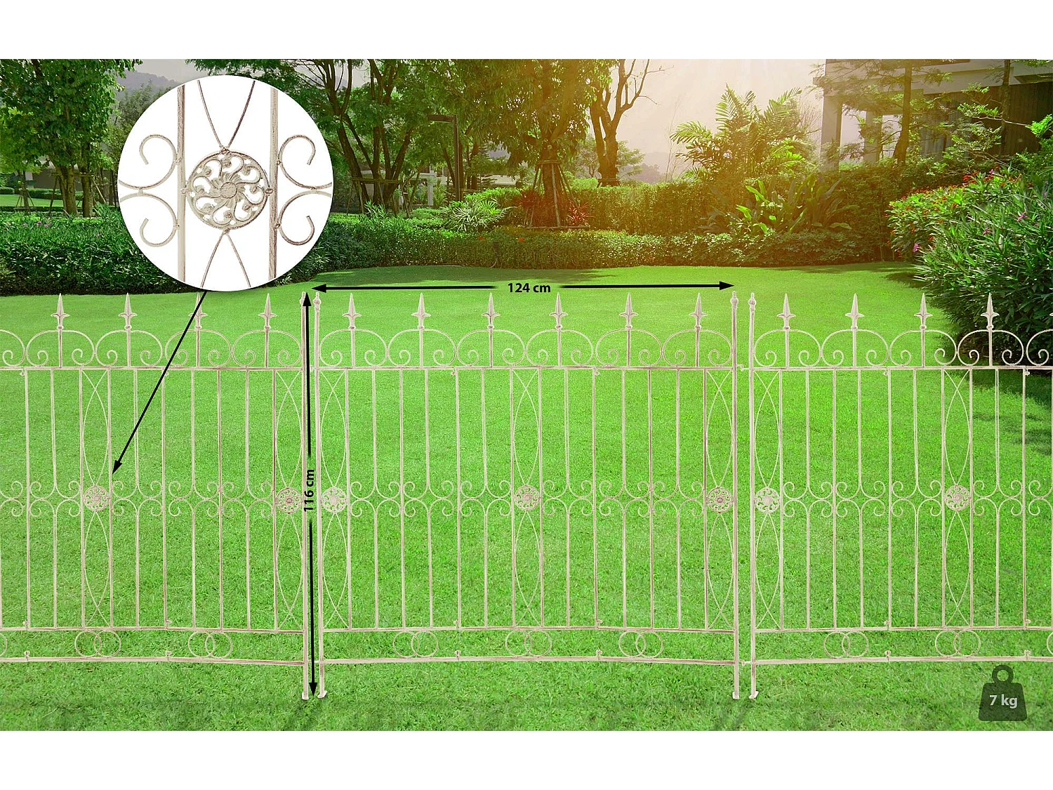 Gartenzaun - Metall - antik-creme - Mangold