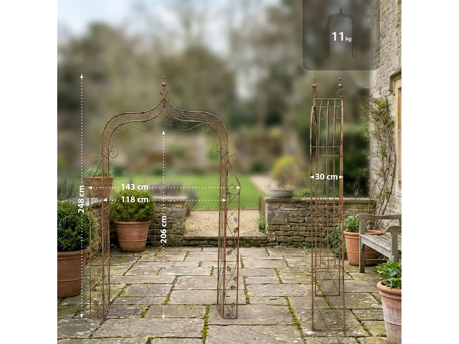 Arche à rosiers - Métal - Marron antique - Aurora