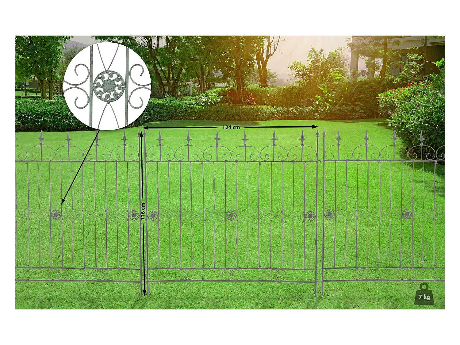 Gartenzaun - Metall - antik-grün - Mangold