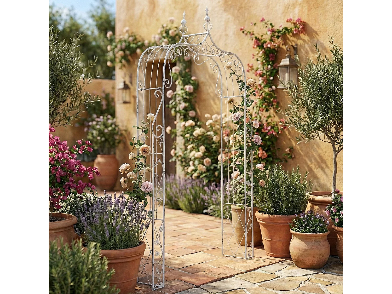 Arche à rosiers - Métal - Blanc antique - Aurora