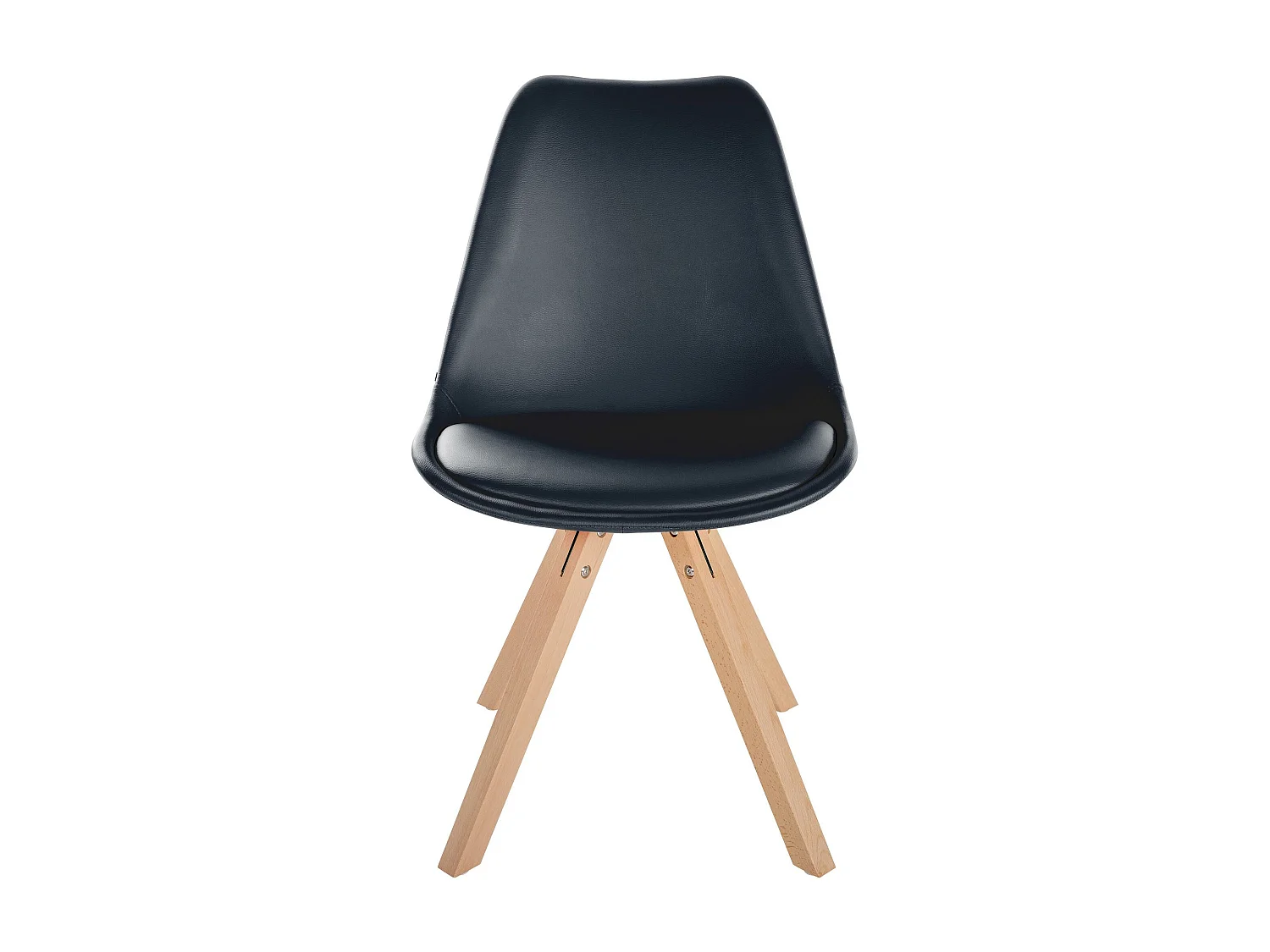 Lot de 4  chaise salle à manger - Similicuir & Nature (carré) - Noir - Sofia