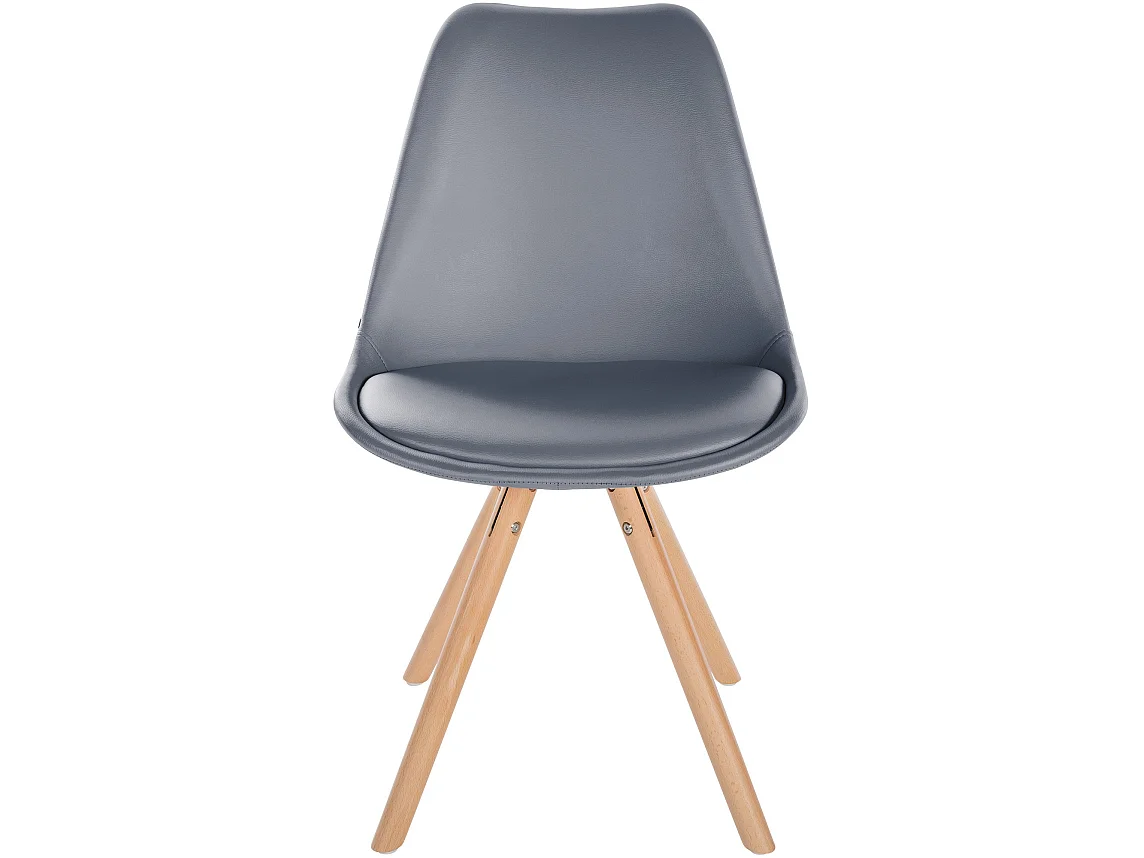 Lot de 4  chaise salle à manger - Similicuir & Nature (rond) - Gris - Sofia