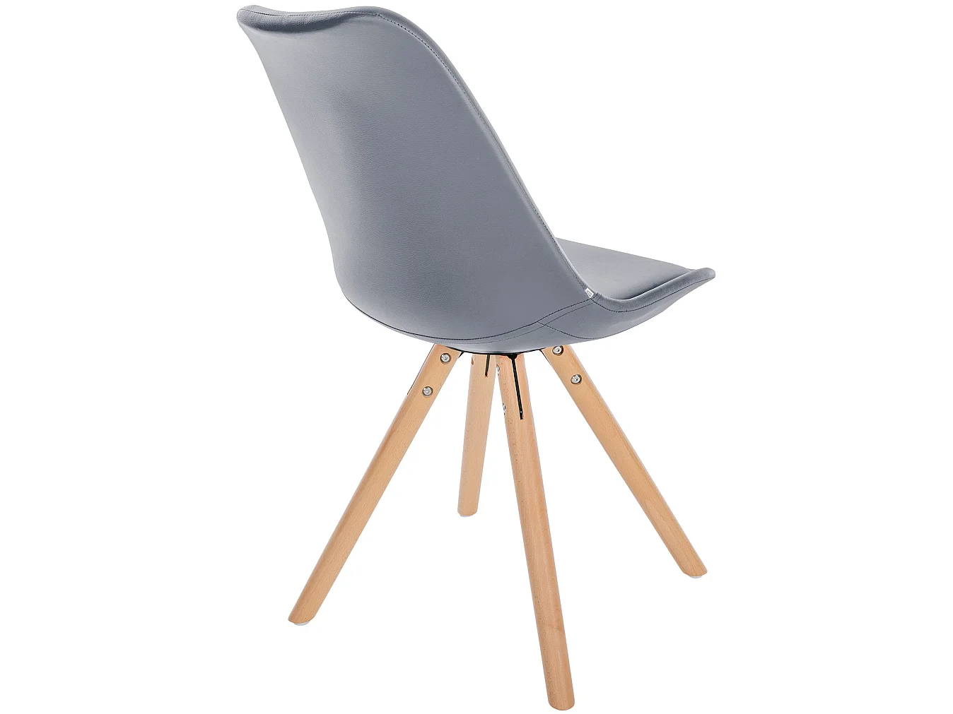 Lot de 4  chaise salle à manger - Similicuir & Nature (rond) - Gris - Sofia