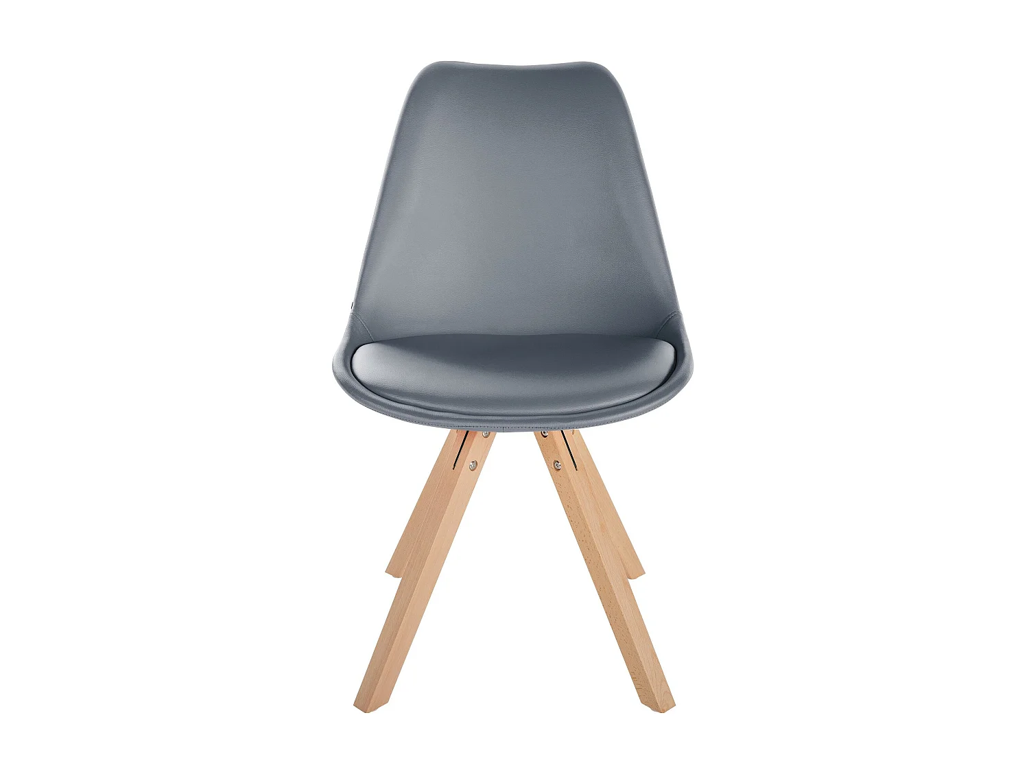 Lot de 4  chaise salle à manger - Similicuir & Nature (carré) - Gris - Sofia