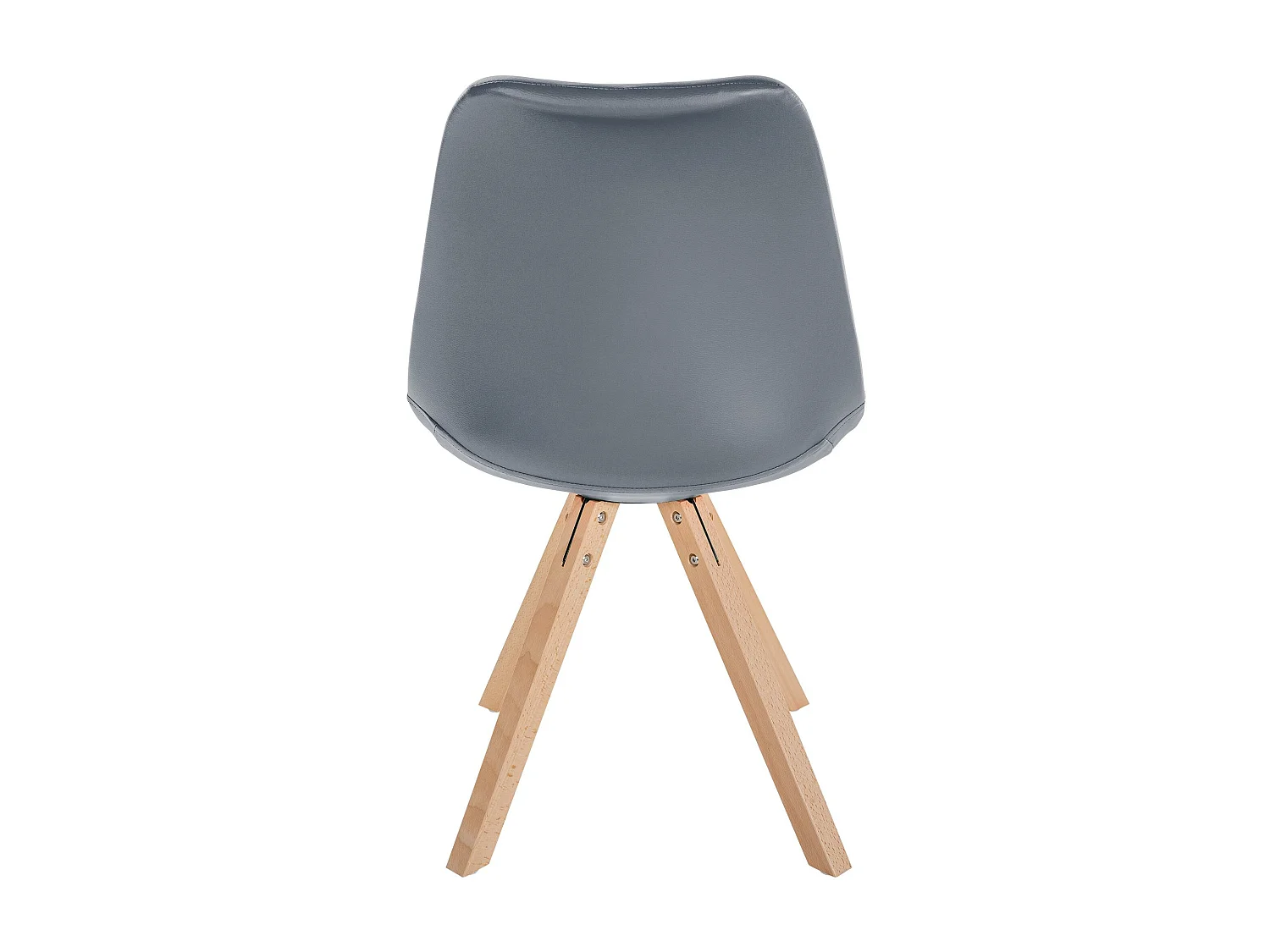 Lot de 4  chaise salle à manger - Similicuir & Nature (carré) - Gris - Sofia