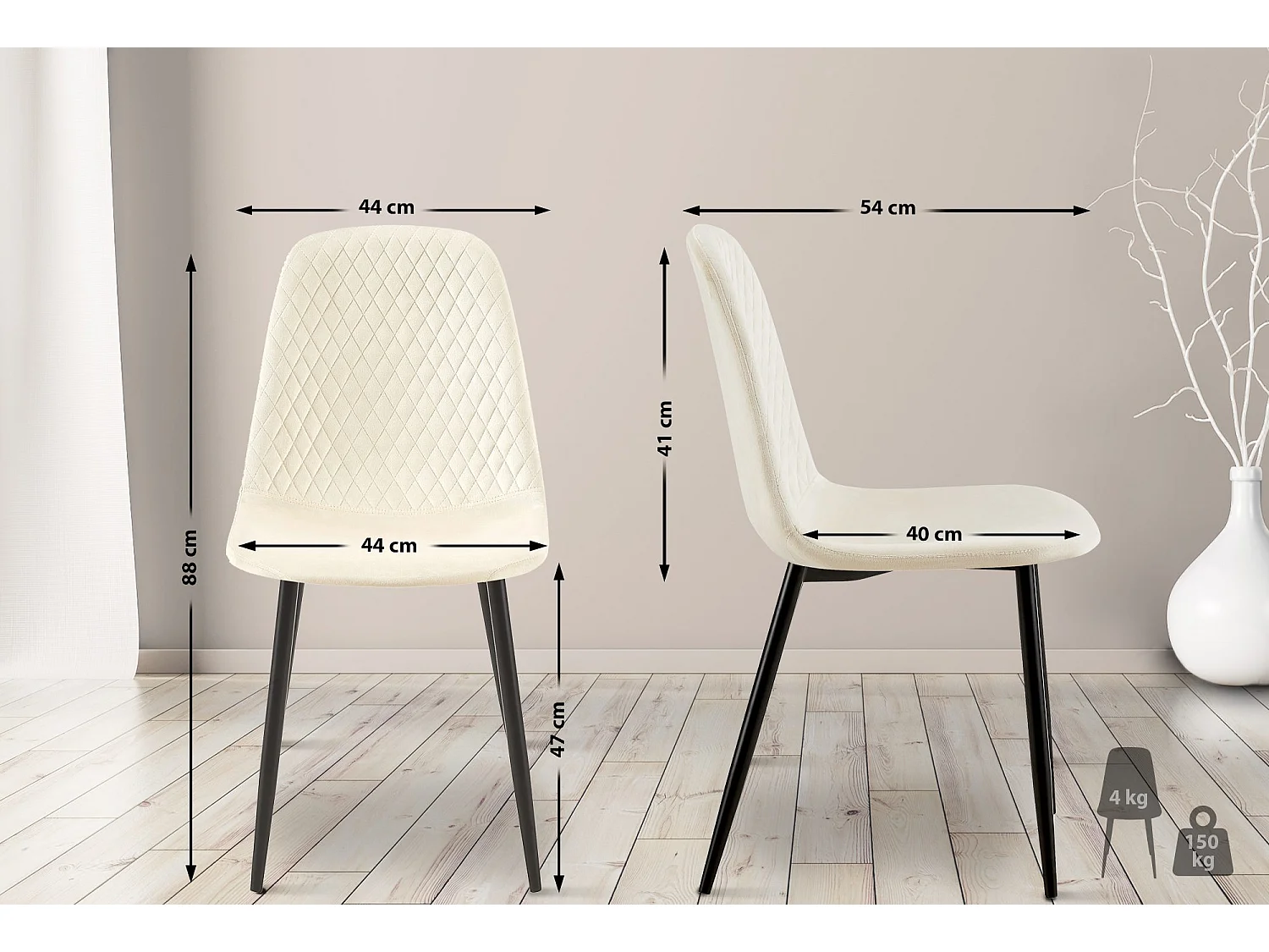 chaise salle à manger - Velours - Crème - Giverny