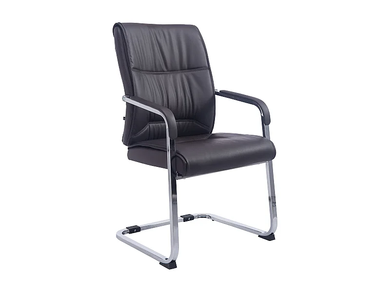 Freischwinger Stuhl - Kunstleder & weiß - braun - XL Anubis