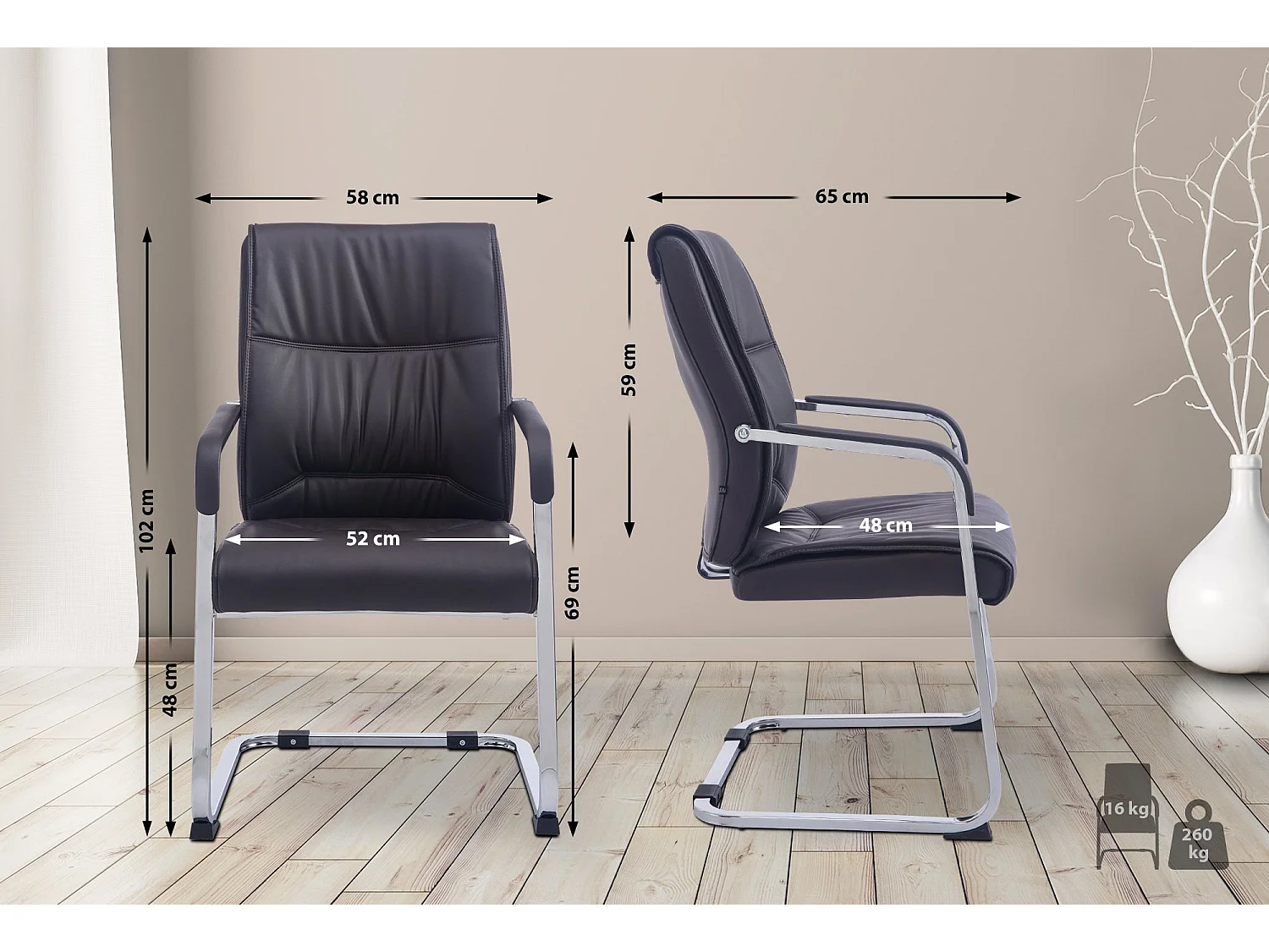 chaises oscillantes - Similicuir & Blanc - Marron - XL Anubis