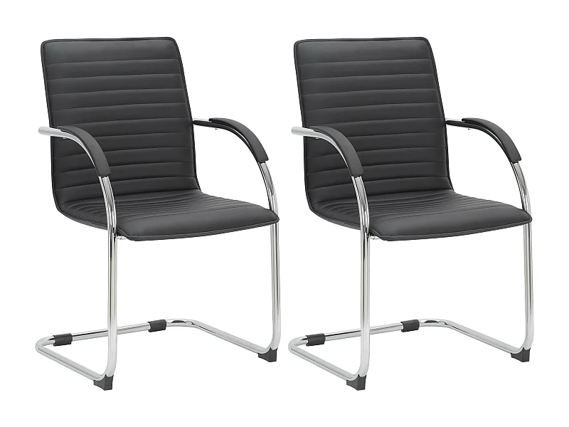 Lot de 2  chaises oscillantes - Similicuir & Antique clair - Noir - Tira