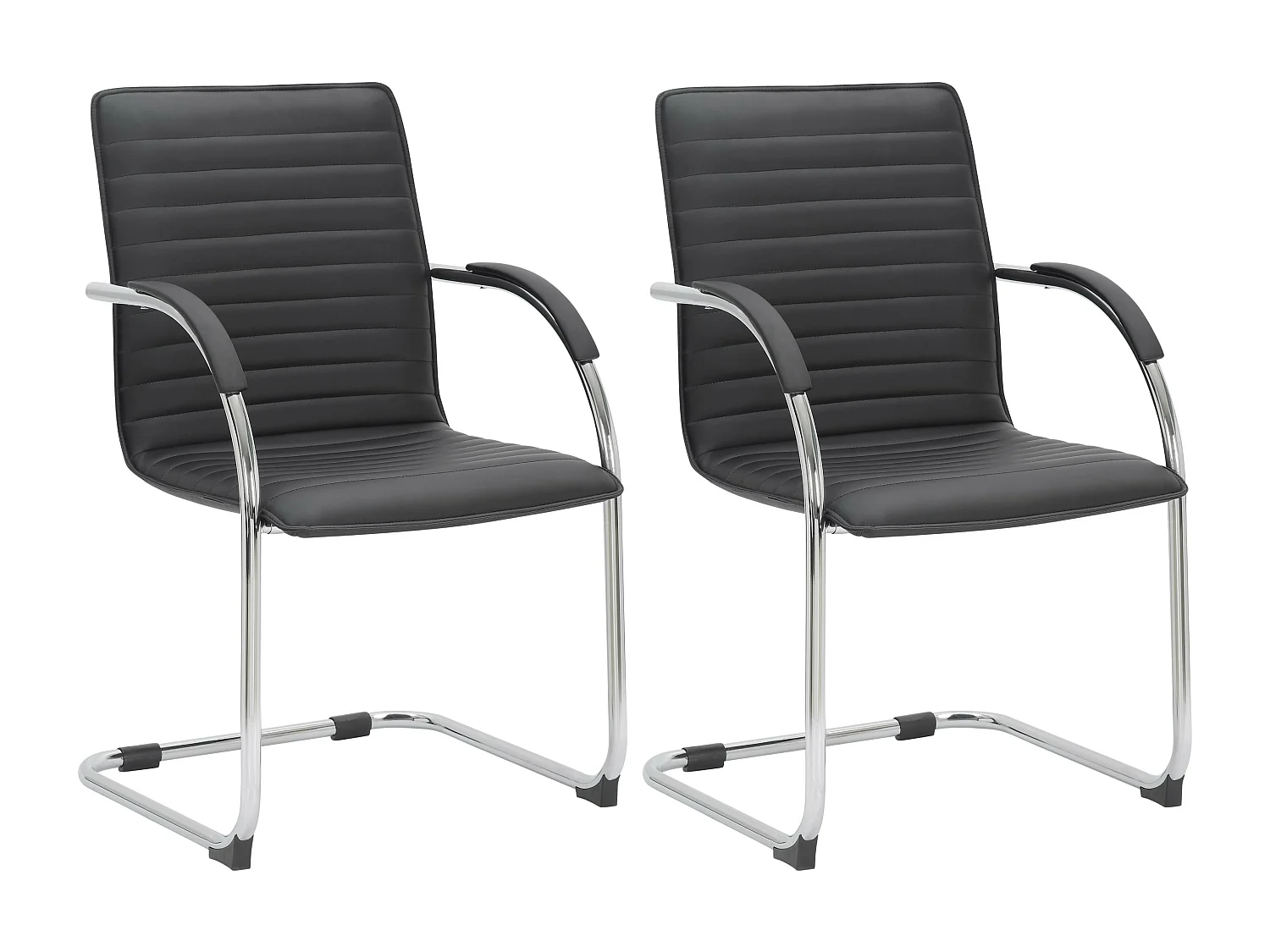 Lot de 2  chaises oscillantes - Similicuir & Antique clair - Noir - Tira