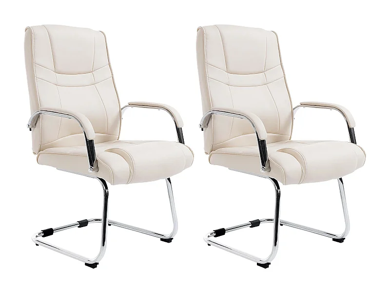 2er Set Freischwinger Stuhl - Kunstleder & natura - creme - Attila