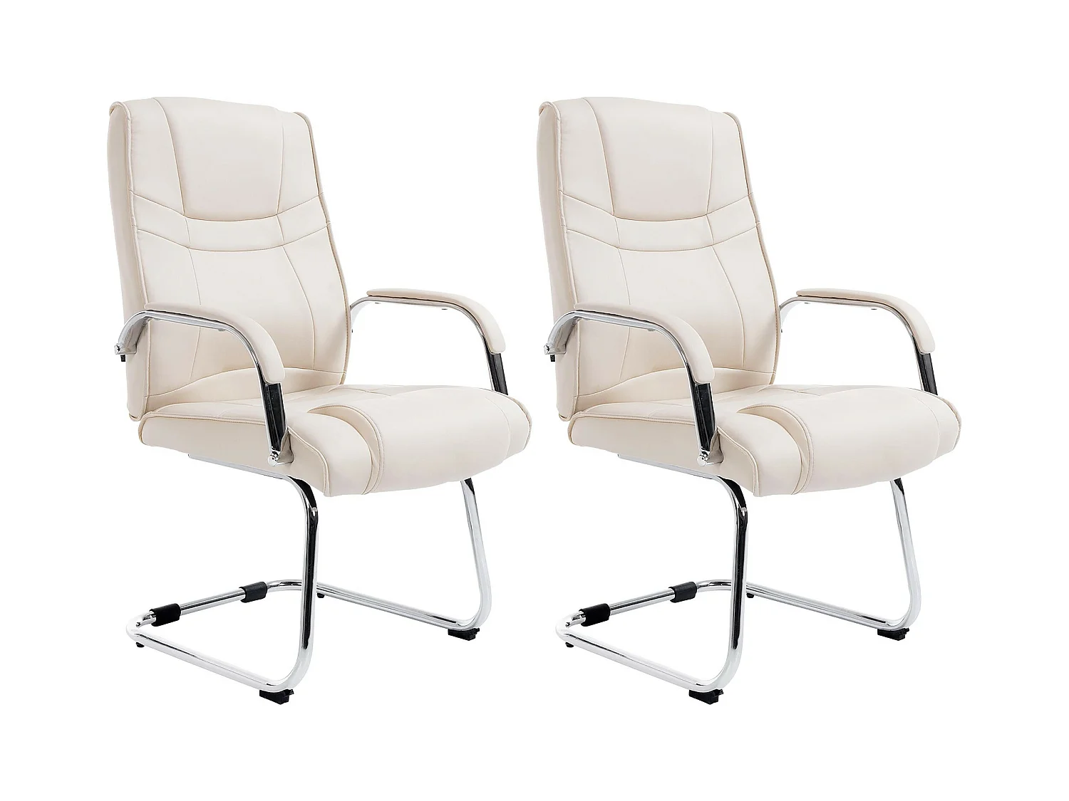 Lot de 2  chaises oscillantes - Similicuir & Nature - Crème - Attila
