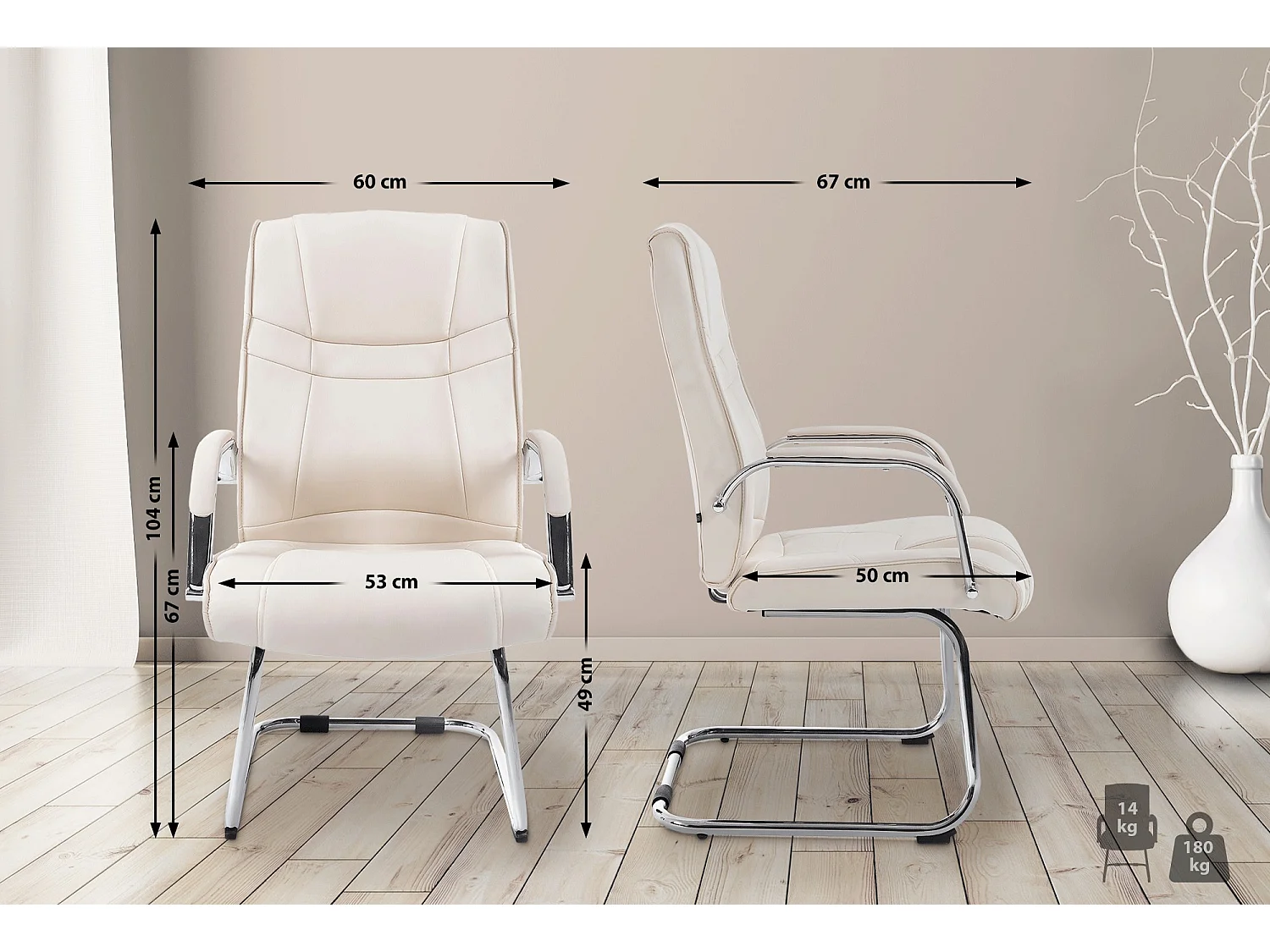 Lot de 2  chaises oscillantes - Similicuir & Nature - Crème - Attila