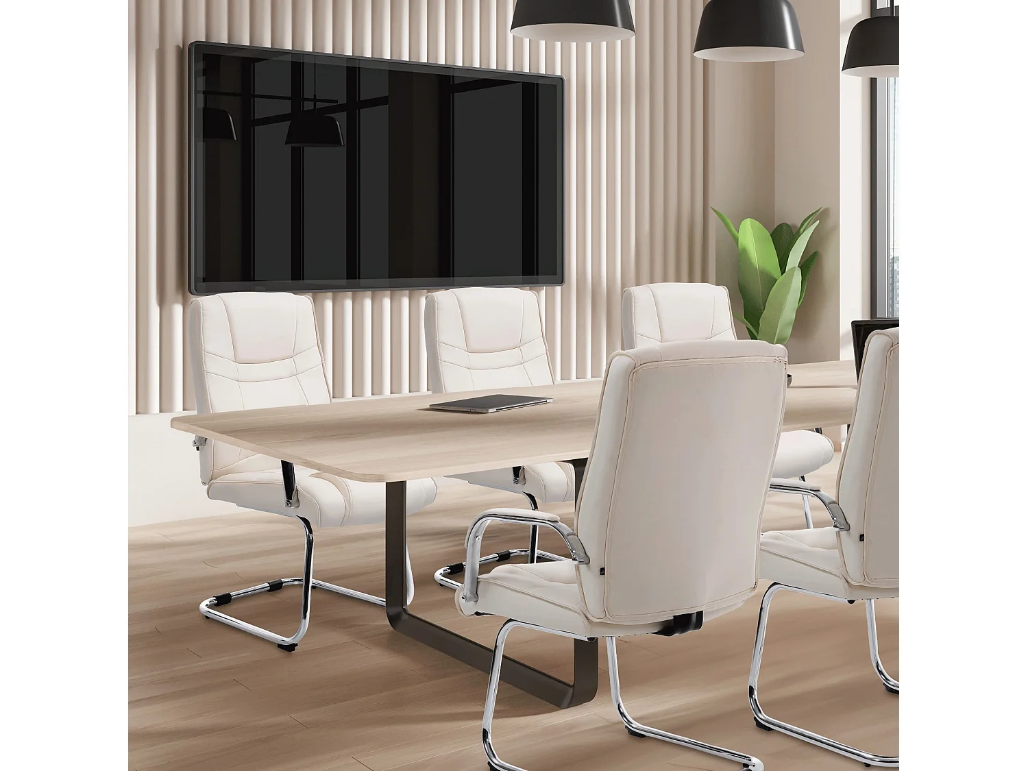 Lot de 2  chaises oscillantes - Similicuir & Nature - Crème - Attila