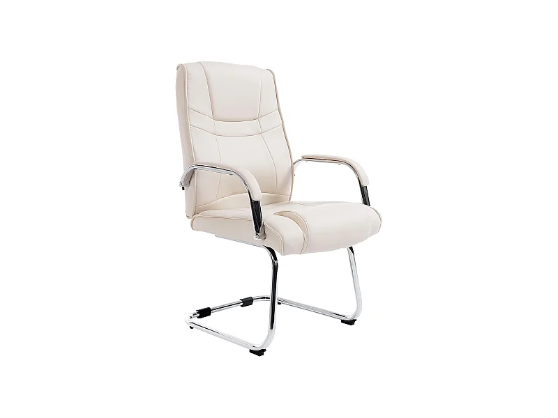 Freischwinger Stuhl - Kunstleder & edelstahl - creme - Attila