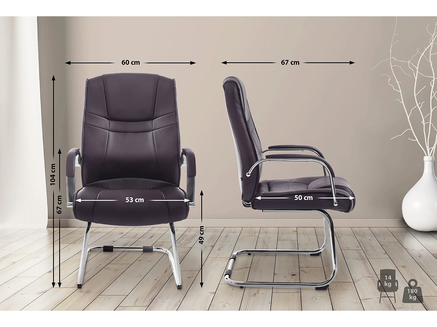 chaises oscillantes - Similicuir & Acier inoxydable - Marron - Attila