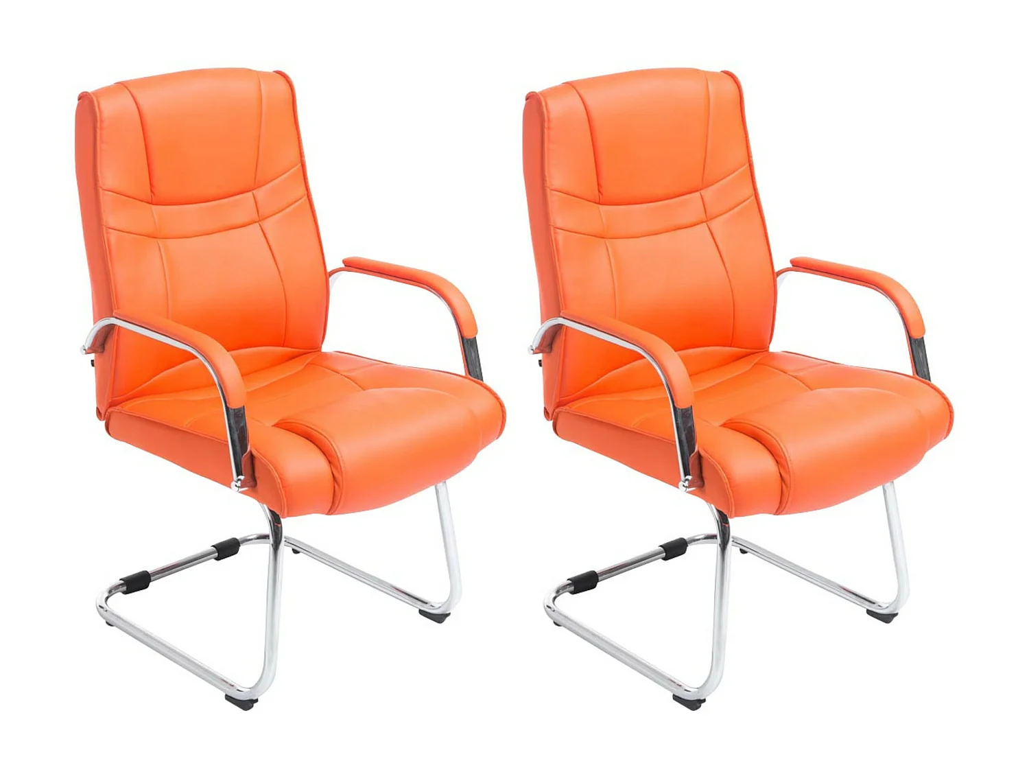 Lot de 2  chaises oscillantes - Similicuir & Nature - Orange - Attila