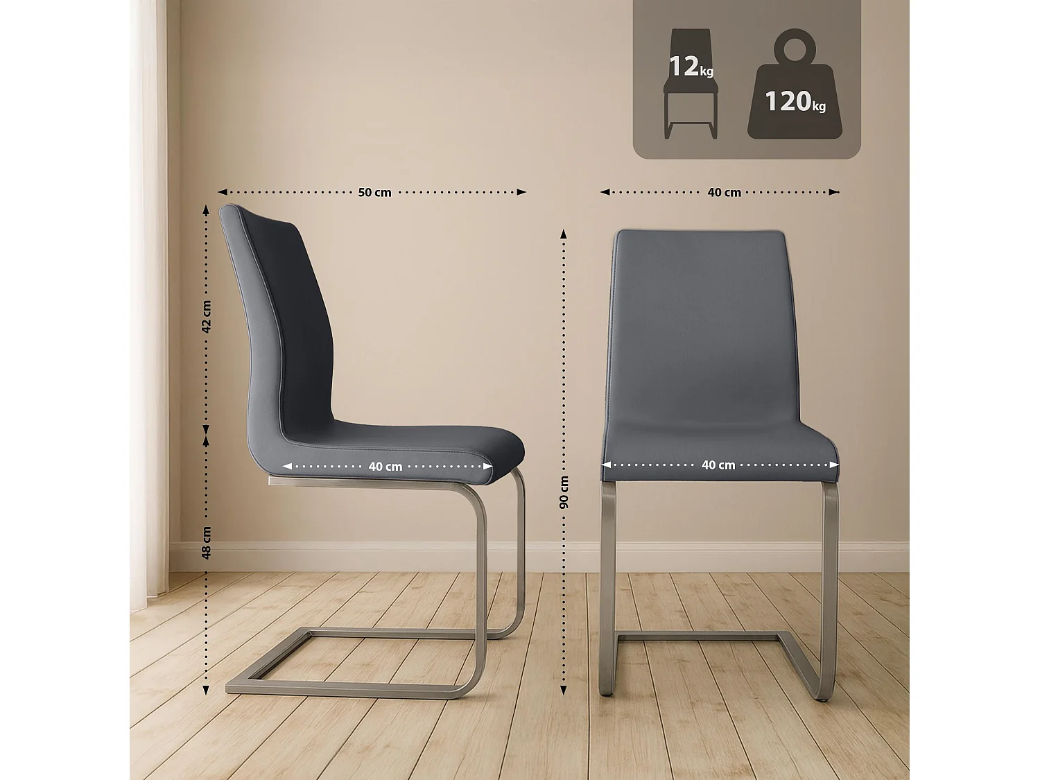 chaises oscillantes - Similicuir - Gris - Belfort