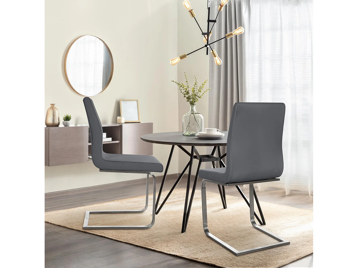 chaises oscillantes - Similicuir - Gris - Belfort