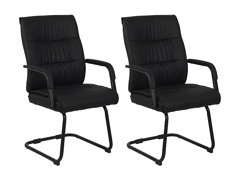 Lot de 2  chaises oscillantes - Similicuir - Noir / Noir - Sievert
