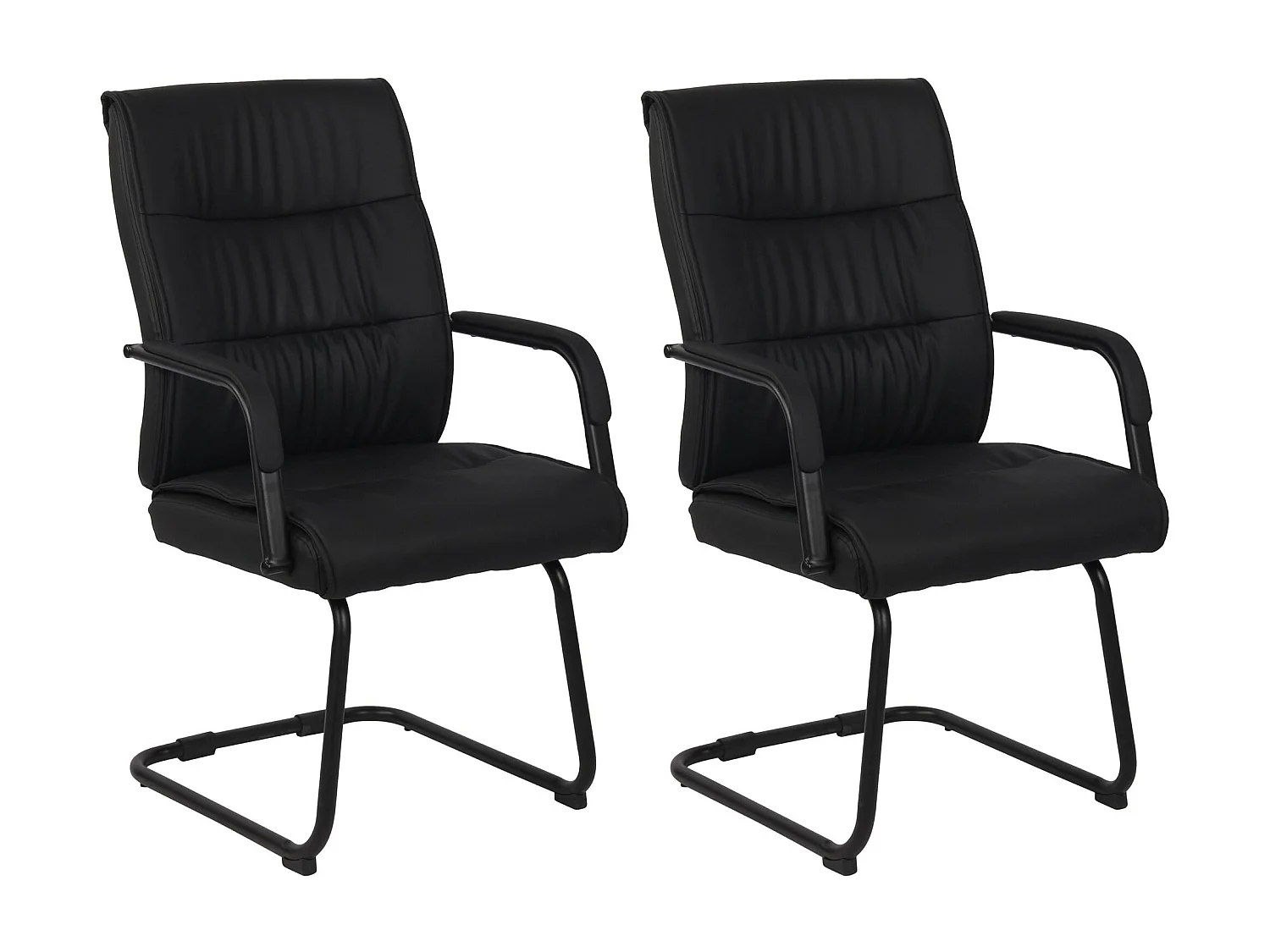 Lot de 2  chaises oscillantes - Similicuir - Noir / Noir - Sievert