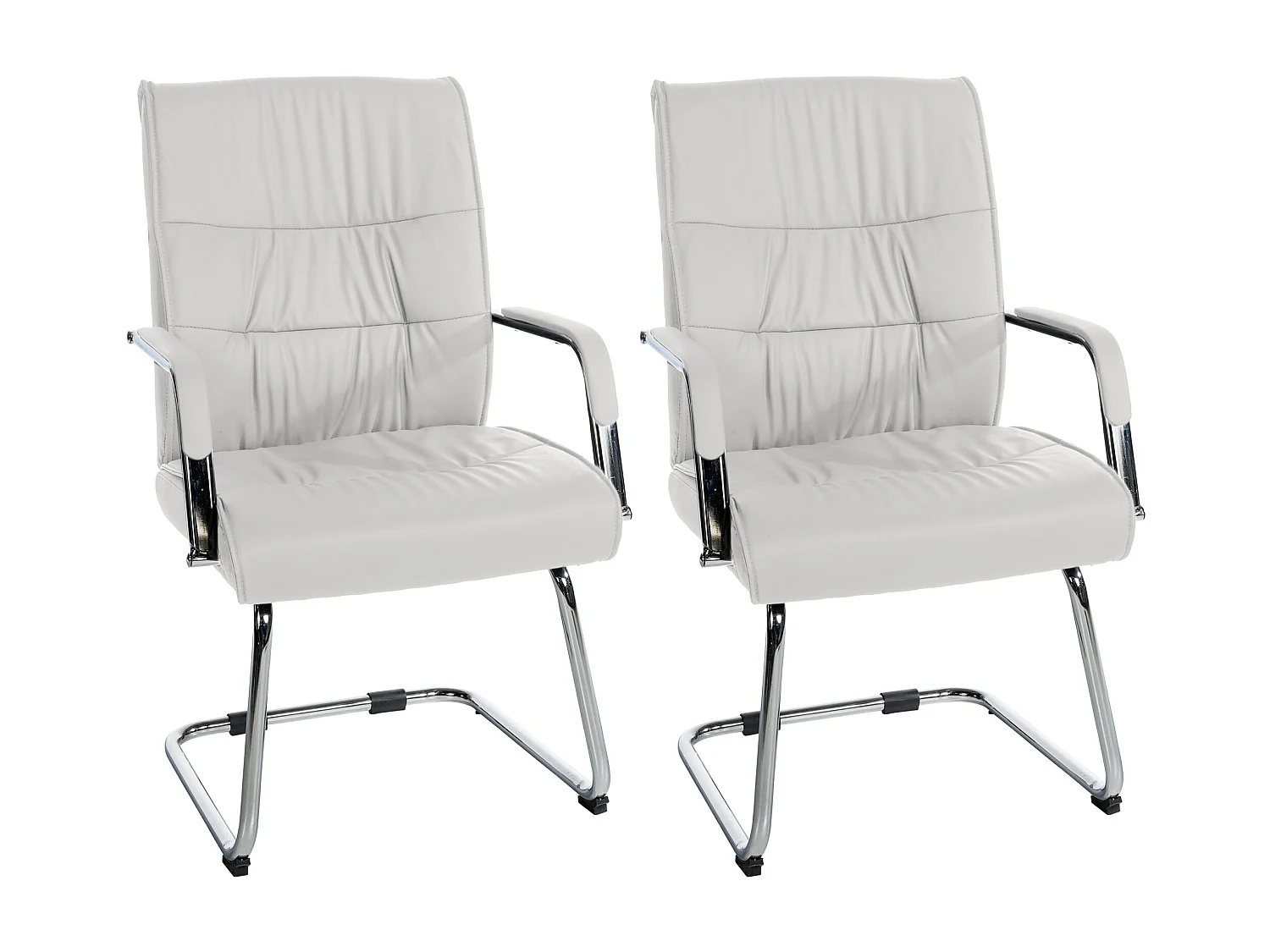 Lot de 2  chaises oscillantes - Similicuir - Blanc - Sievert