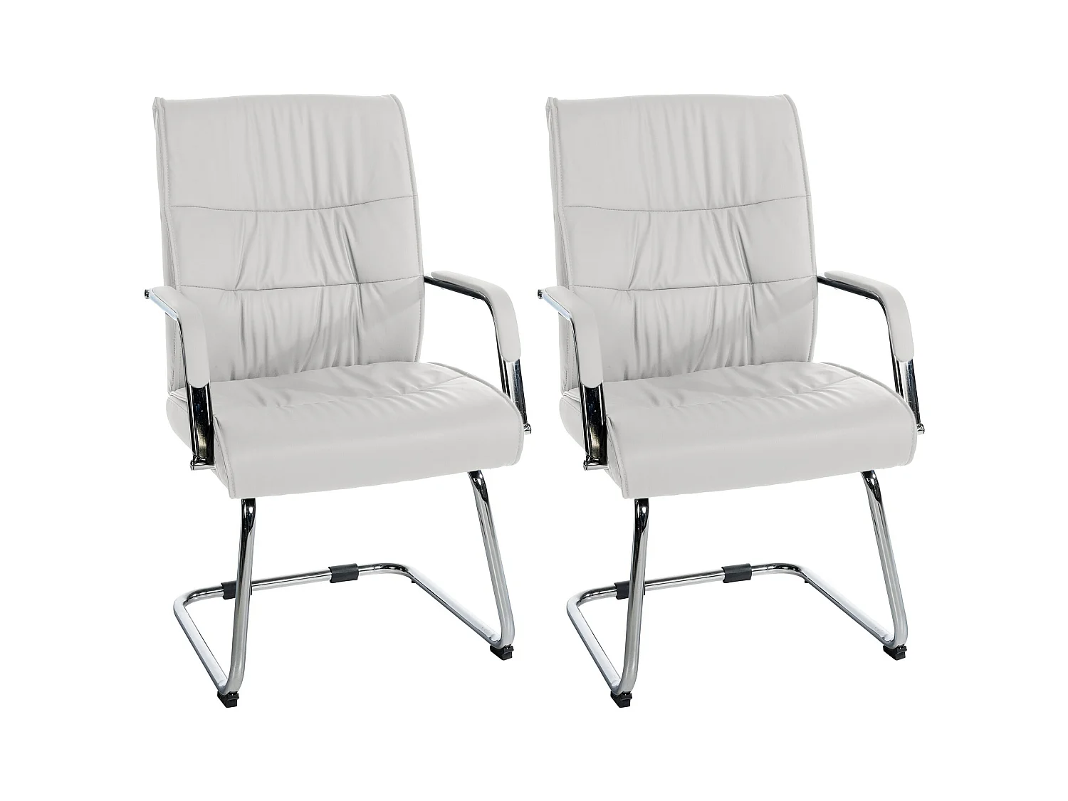 Lot de 2  chaises oscillantes - Similicuir - Blanc - Sievert