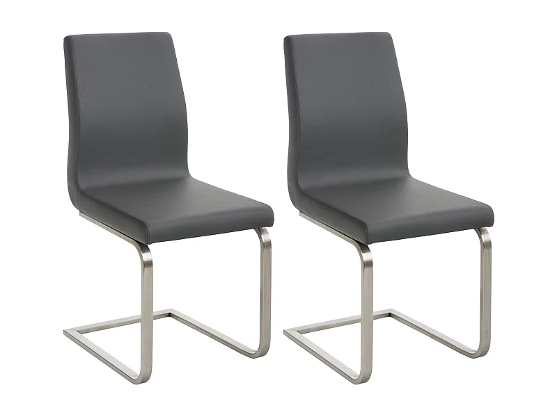 Lot de 2  chaises oscillantes - Similicuir & Nature - Gris - Belfort