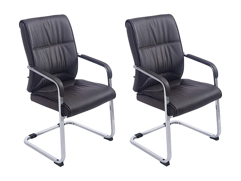 2er Set Freischwinger Stuhl - Kunstleder & natura - braun - Anubis