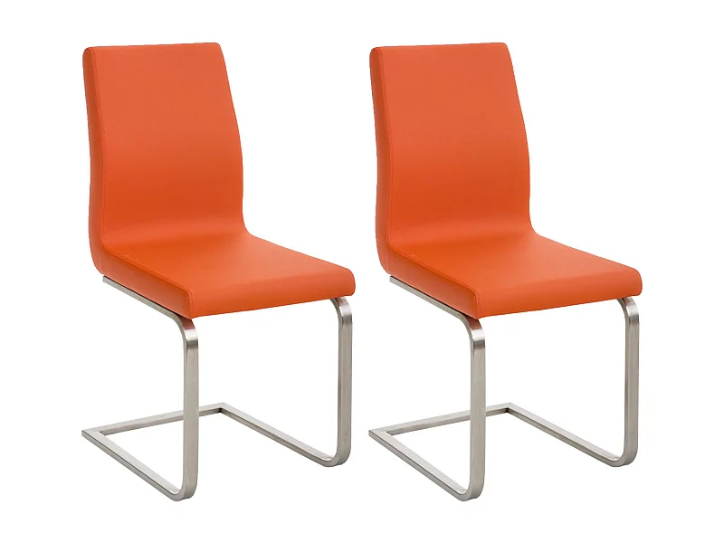 Lot de 2  chaises oscillantes - Similicuir & Nature - Orange - Belfort