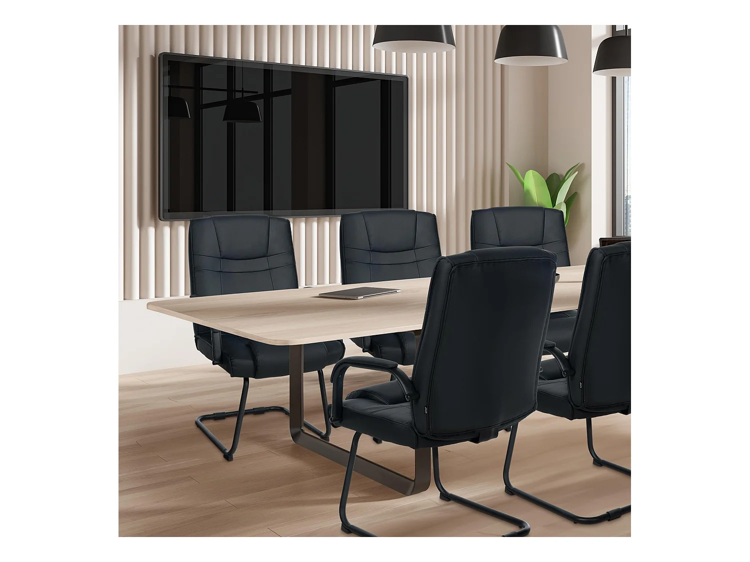 Lot de 2  chaises oscillantes - Similicuir - Noir / Noir - Attila