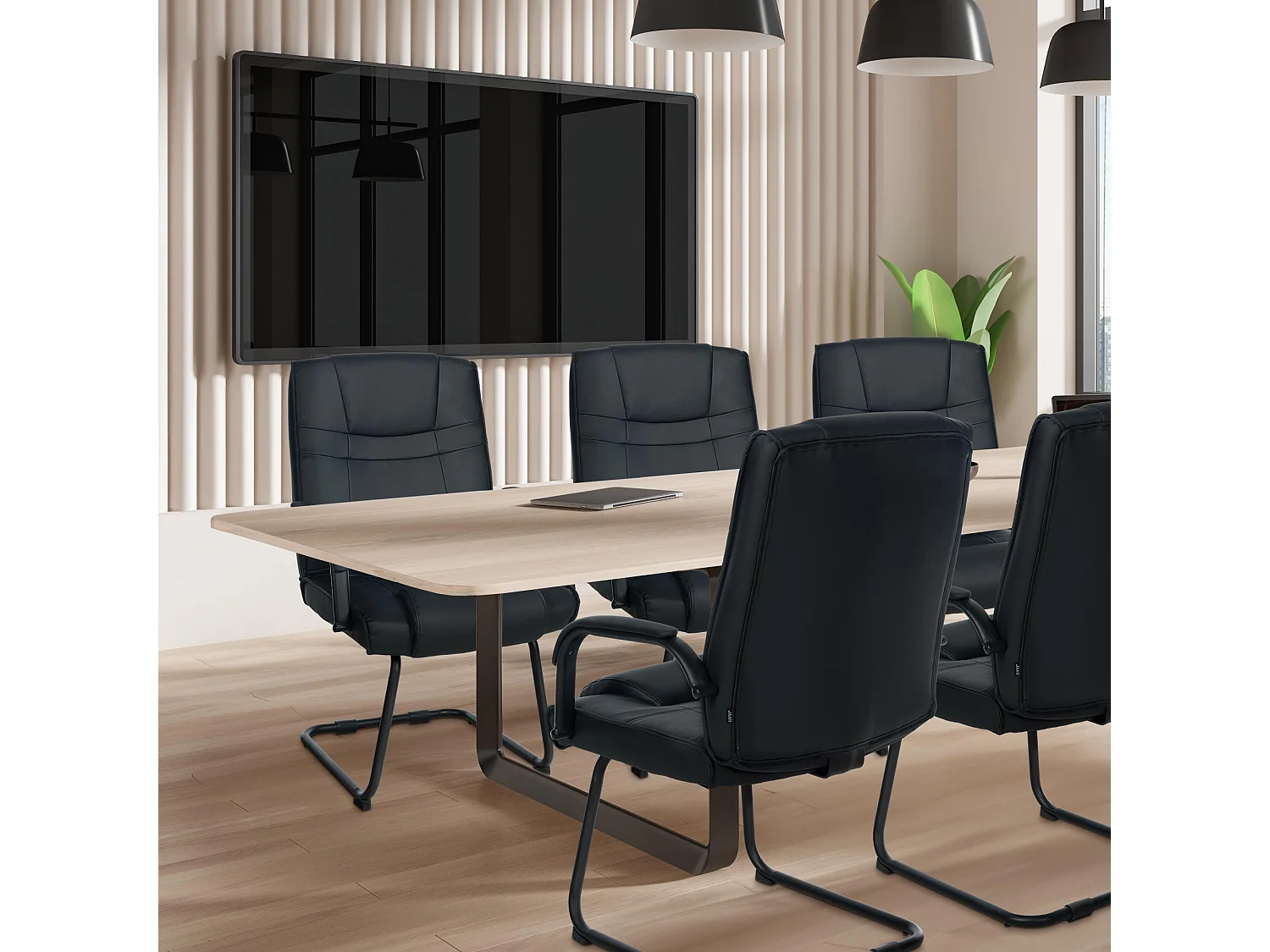 Lot de 2  chaises oscillantes - Similicuir - Noir / Noir - Attila