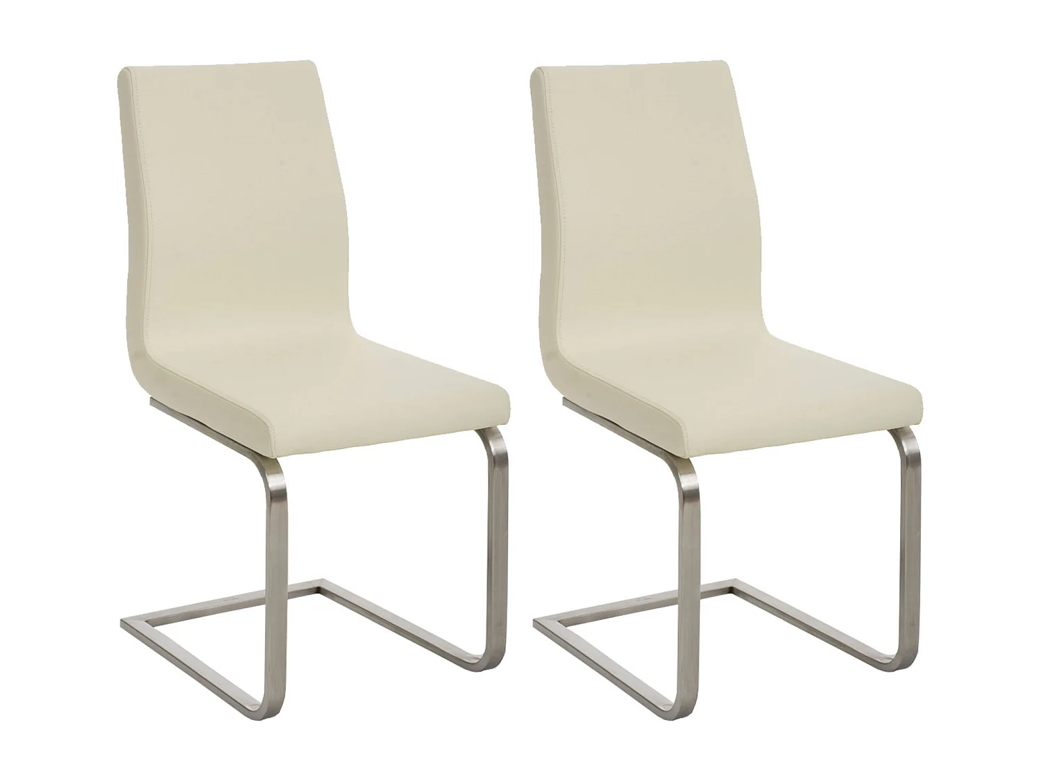 Lot de 2  chaises oscillantes - Similicuir & Noir - Crème - Belfort