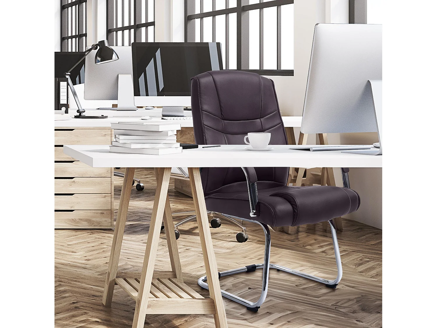 Lot de 2  chaises oscillantes - Similicuir & Nature - Marron - Attila