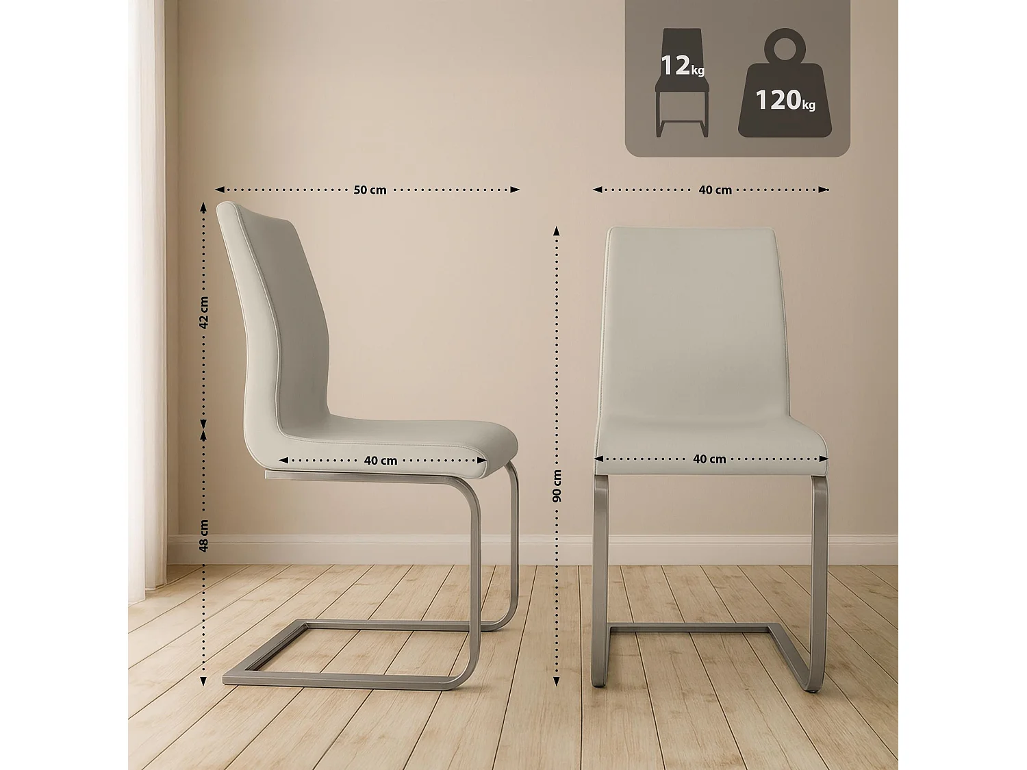 chaises oscillantes - Similicuir - Crème - Belfort