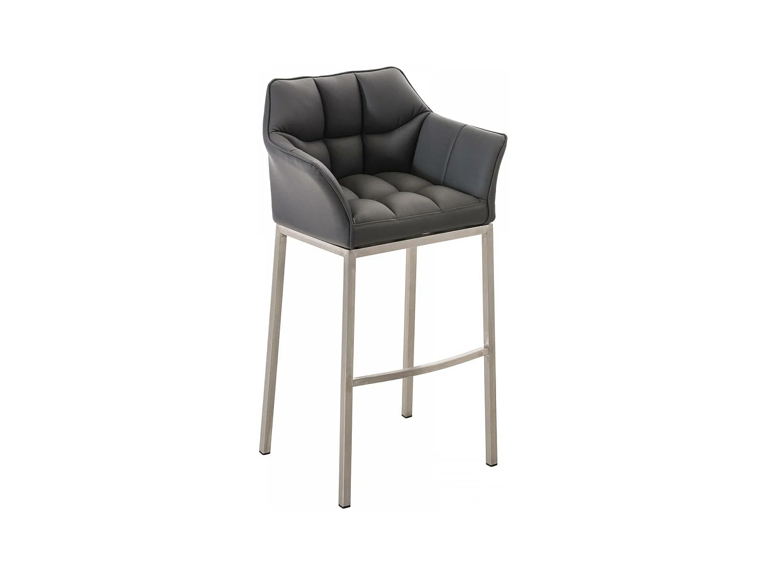 Tabouret de bar - Similicuir & Acier inoxydable - Gris - Damaso