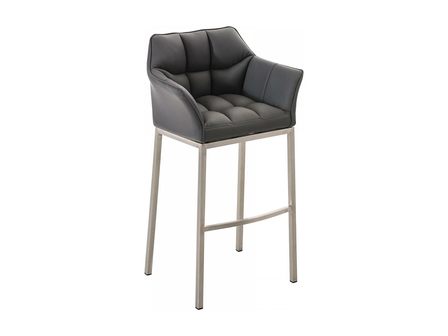Tabouret de bar - Similicuir & Acier inoxydable - Gris - Damaso