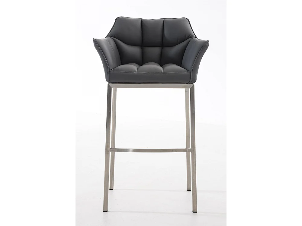 Tabouret de bar - Similicuir & Acier inoxydable - Gris - Damaso