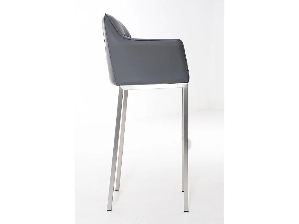 Tabouret de bar - Similicuir & Acier inoxydable - Gris - Damaso