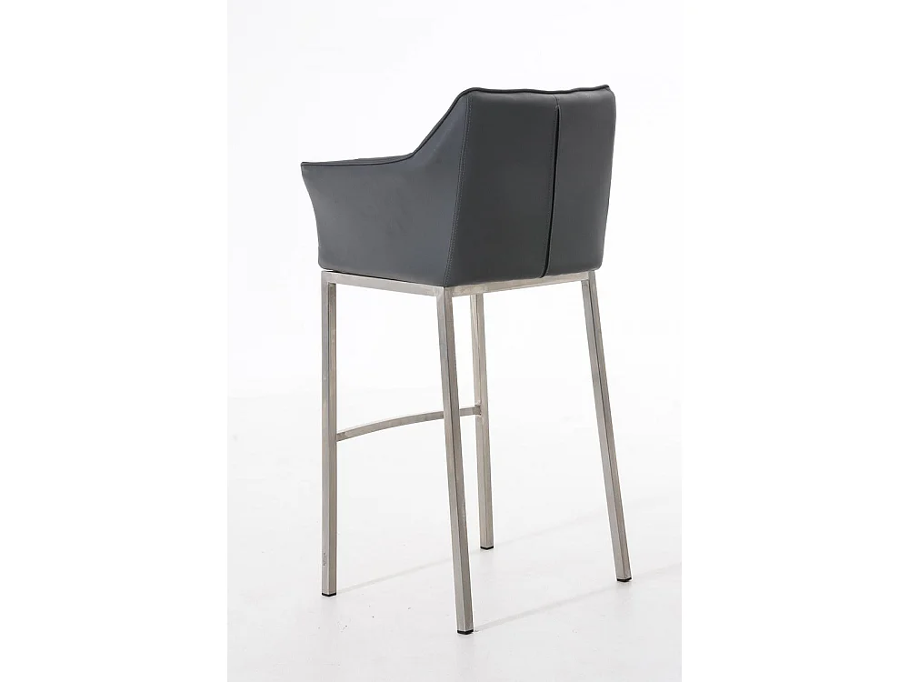 Tabouret de bar - Similicuir & Acier inoxydable - Gris - Damaso