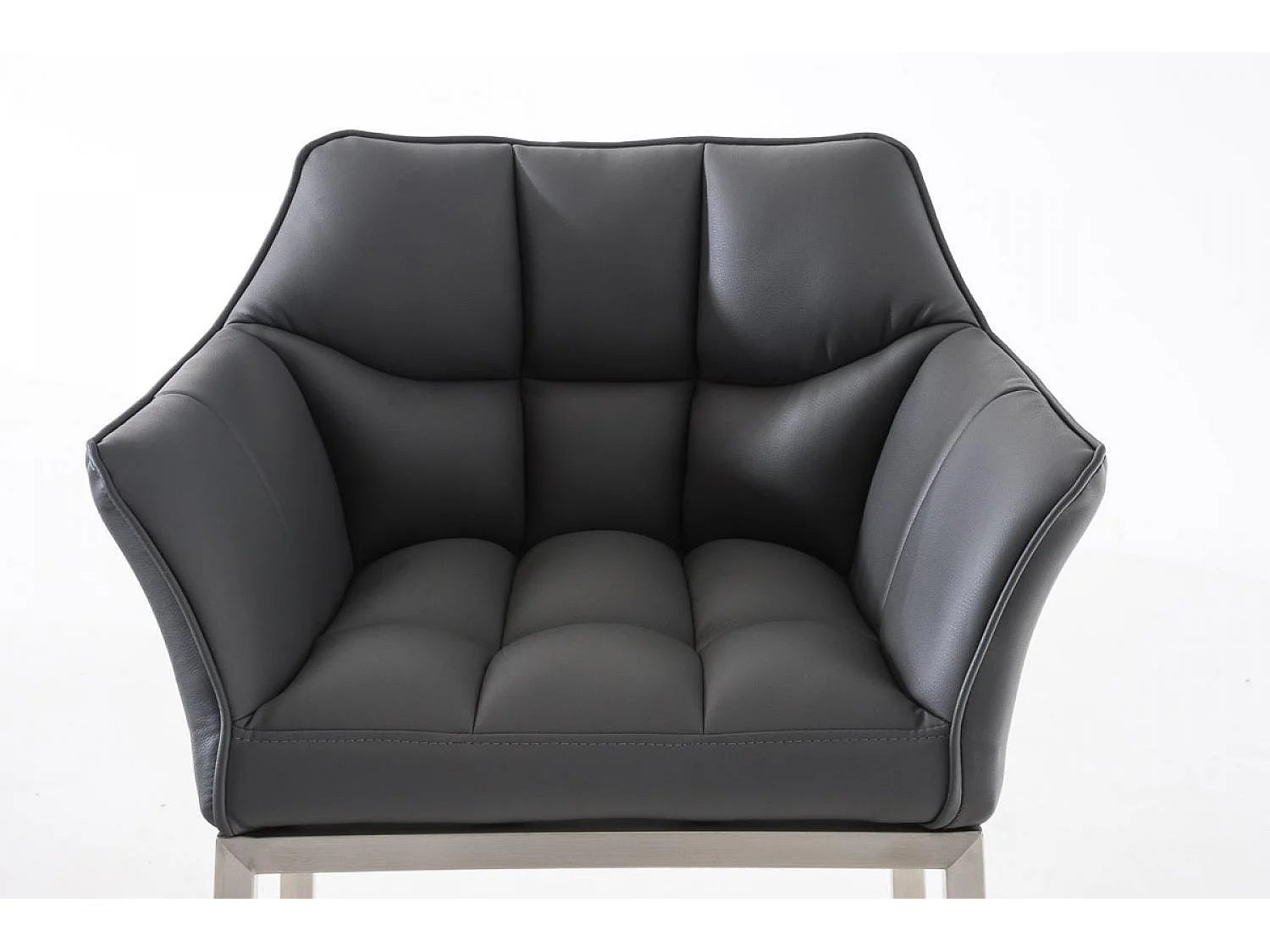 Tabouret de bar - Similicuir & Acier inoxydable - Gris - Damaso